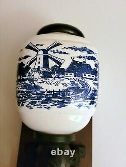 Vintage Dutch Holland Delft Blue/White Wall Mount Coffee Grinder 12 Tall