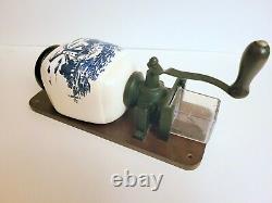 Vintage Dutch Holland Delft Blue/White Wall Mount Coffee Grinder 12 Tall