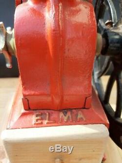 Vintage ELMA Red Cast-Iron Hand Crank Coffee Grinder