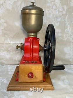 Vintage Elma Coffee Grinder All Metal with Wood Base Made in Spain