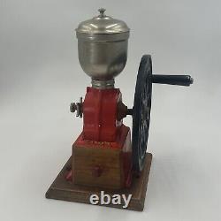 Vintage Elma Coffee Grinder All Metal with Wood Base Made in Spain