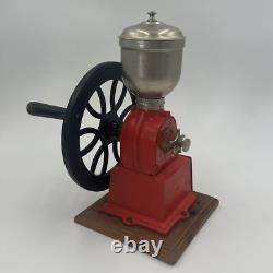 Vintage Elma Coffee Grinder All Metal with Wood Base Made in Spain