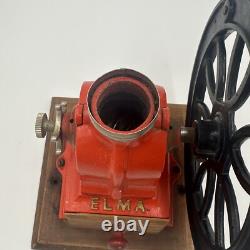 Vintage Elma Coffee Grinder All Metal with Wood Base Made in Spain