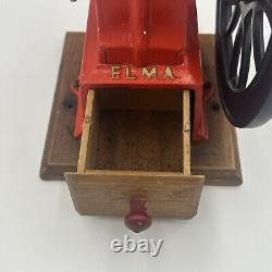 Vintage Elma Coffee Grinder All Metal with Wood Base Made in Spain