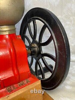 Vintage Elma Coffee Grinder All Metal with Wood Base Made in Spain