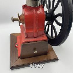 Vintage Elma Style Red Coffee Grinder Cast Iron Wood Wheel Crank Cone Works