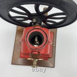 Vintage Elma Style Red Coffee Grinder Cast Iron Wood Wheel Crank Cone Works