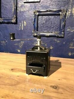 Vintage European Metal Coffee Mill Grinder Iron Casting Robust COLECTABLES