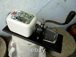 Vintage French Beautiful Coffee Grinder Mill Porcelain Sarreguemines Languedoc