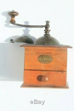Vintage French Peugeot Freres Wood Coffee Grinder MILL 9.3inch