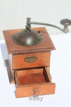 Vintage French Peugeot Freres Wood Coffee Grinder MILL 9.3inch