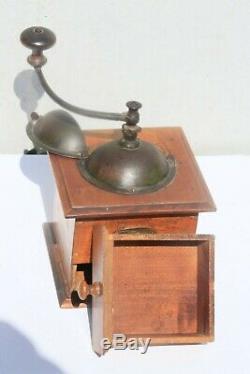 Vintage French Peugeot Freres Wood Coffee Grinder MILL 9.3inch