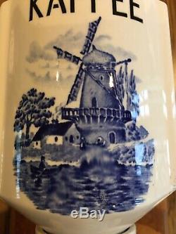 Vintage German Kaffee Coffee Grinder Wall Mount Lid Mill Porcelain Glass Cup