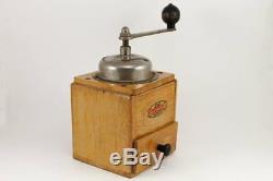 Vintage German Wooden L&CO LENHARTZ Coffee Grinder Hand Crank 1950's