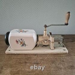 Vintage H. T. ARMIN TROSSER Wall mounted Coffee Mill Grinder Moulin cafe Floral