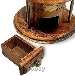 Vintage Hand Crank COFFEE GRINDER Copper Wooden Drawer Caffe Brass Plaque Italy