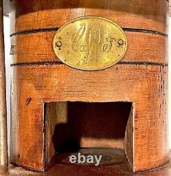 Vintage Hand Crank COFFEE GRINDER Copper Wooden Drawer Caffe Brass Plaque Italy