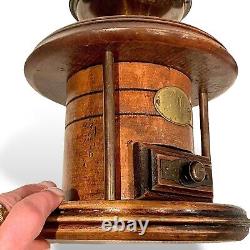 Vintage Hand Crank COFFEE GRINDER Copper Wooden Drawer Caffe Brass Plaque Italy