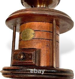 Vintage Hand Crank COFFEE GRINDER Copper Wooden Drawer Caffe Brass Plaque Italy