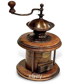 Vintage Hand Crank COFFEE GRINDER Copper Wooden Drawer Caffe Brass Plaque Italy