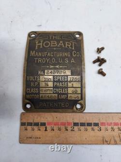 Vintage Hobart Commerial Coffee Grinder Name Plate
