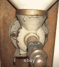Vintage Holland Cafe Coffee Grinder w Glass Jar Hand Crank Wall Mounted ST