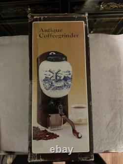 Vintage Holland Windmill Coffee Grinder Wall Mount Coffee Mill Blue Delft