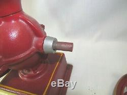 Vintage John Wright Coffee Mill Grinder Cast Iron Red And Gold (T1)
