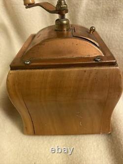 Vintage Made in Holland DeVe DE VE Wooden Wood Coffee Spice GRINDER, Copper Top