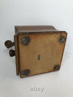 Vintage Made in Holland DeVe DE VE Wooden Wood Coffee Spice Grinder Copper Top