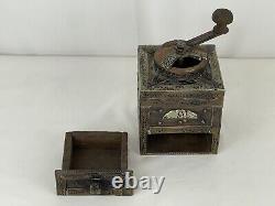 Vintage Moroccan Tamarisk Wood With Metal Embellishments Hand Crank Coffee Grinder