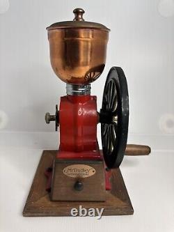 Vintage Mr. Dudley International Red Cast Iron Coffee Grinder