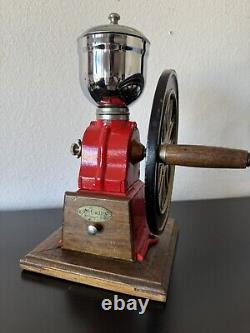 Vintage Mr. Dudley International Red Cast Iron Coffee Grinder