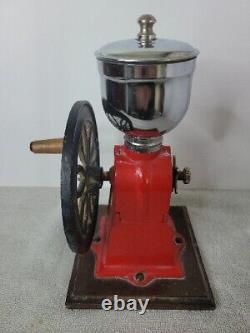 Vintage Mr. Dudley International Red Cast Iron Coffee Grinder