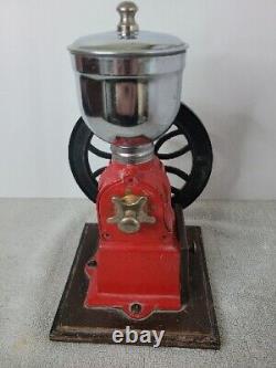 Vintage Mr. Dudley International Red Cast Iron Coffee Grinder