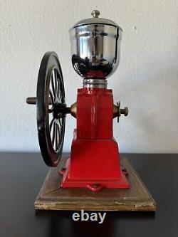 Vintage Mr. Dudley International Red Cast Iron Coffee Grinder