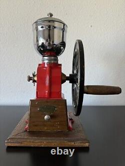 Vintage Mr. Dudley International Red Cast Iron Coffee Grinder