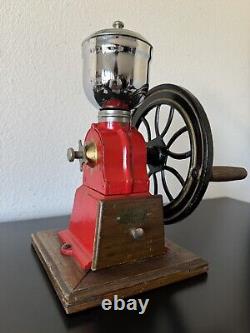 Vintage Mr. Dudley International Red Cast Iron Coffee Grinder