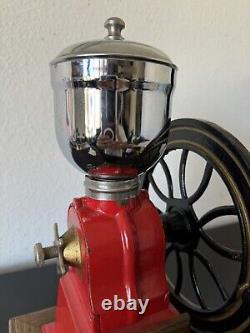 Vintage Mr. Dudley International Red Cast Iron Coffee Grinder