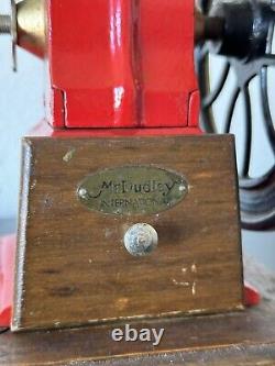 Vintage Mr. Dudley International Red Cast Iron Coffee Grinder