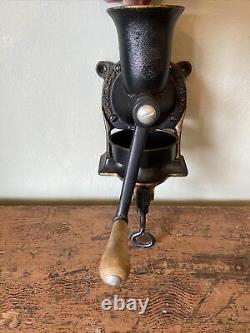 Vintage No. 2 Spong Cast Iron Coffee Mill/Grinder & Tray- Wall/Table Mount