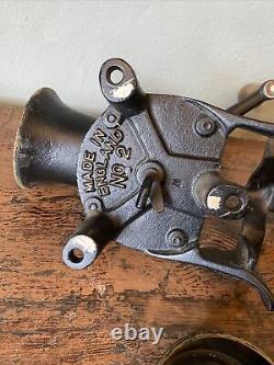 Vintage No. 2 Spong Cast Iron Coffee Mill/Grinder & Tray- Wall/Table Mount