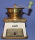 Vintage Nordic Brass/Wood/Porcelain Coffee Grinder Mill