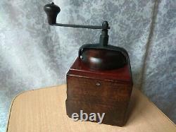 Vintage OLD wooden Table Box Coffee mill Grinder ANTIQUE MODEL