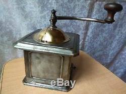 Vintage OLD wooden Table Box Coffee mill Grinder ANTIQUE MODEL PEUGEOT FRERES