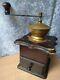 Vintage OLD wooden Table Box Coffee mill Grinder ANTIQUE MODEL bronze