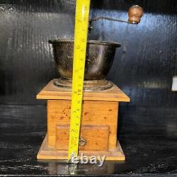 Vintage, Old Retro Coffee Grinder Hand Mill, Metal, Wood, Collectible