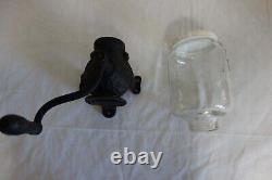 Vintage Original Arcade Crystal Coffee Grinder No 3 Cast Iron w Glass Jar