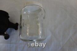 Vintage Original Arcade Crystal Coffee Grinder No 3 Cast Iron w Glass Jar