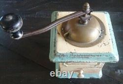 Vintage Pair of Coffee Bean Grinders-Country kitchen Decor Metal Brass Wood